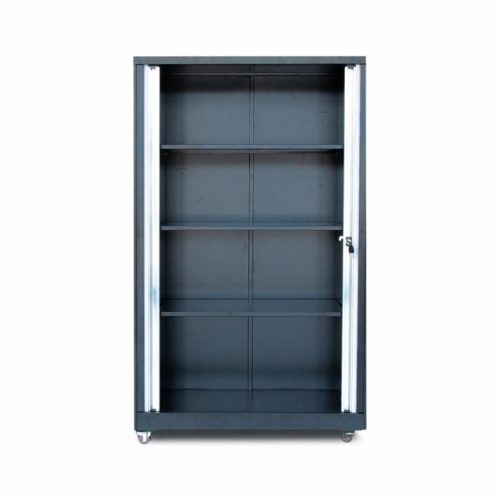 Fas-033 Steel 4 Shelves Plastic Roller File Cupboards Movable Office Tambour Door Cabinet