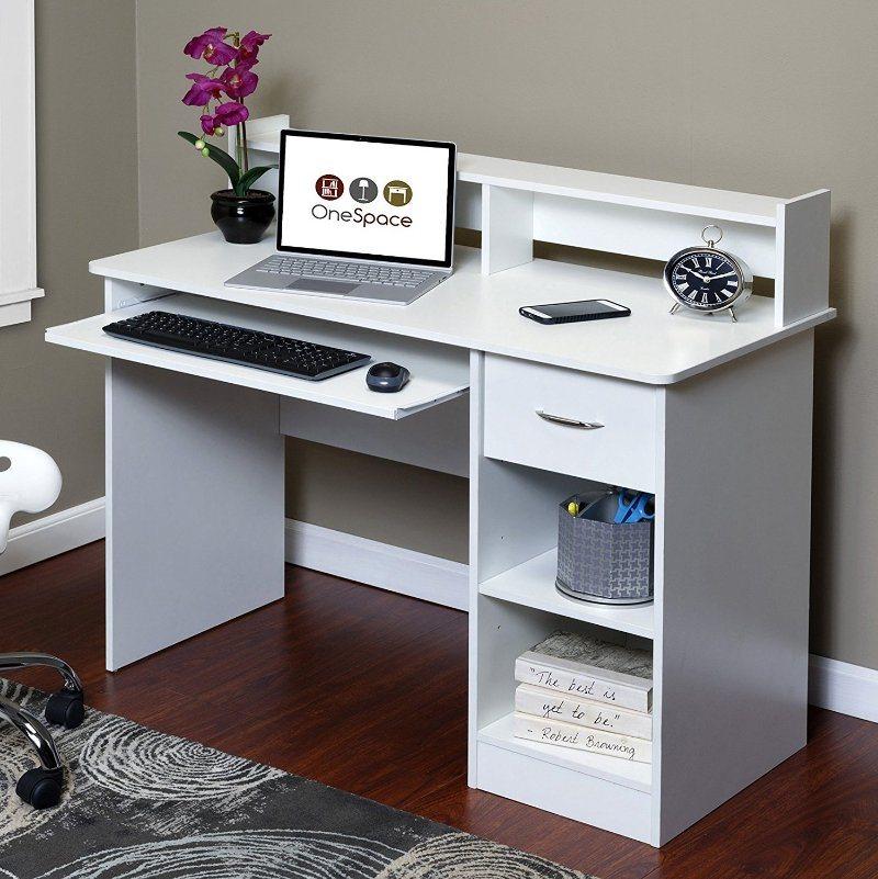 Desktop Wood Computer Desk with 2 Tiers Shelf Office Home Furniture