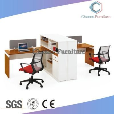 Modern Furniture 2 Seats Workstation with Cabinet Bookcase for Office Workplace (CAS-WA06)