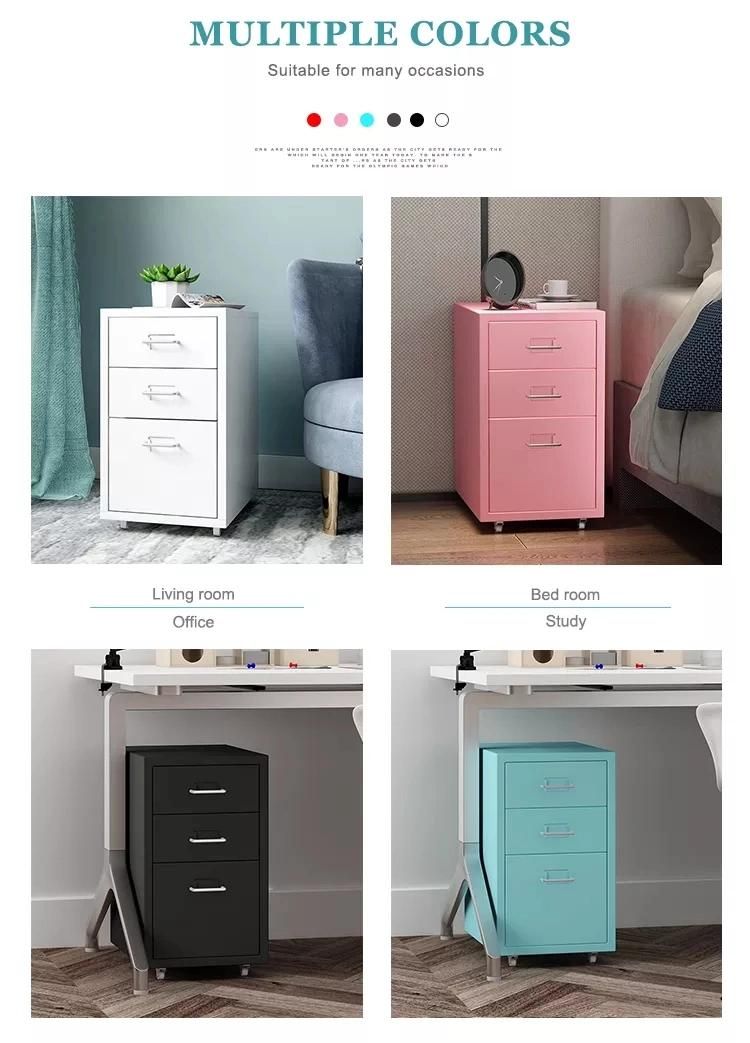 Small Home Office Multi Drawers Unit Steel File Organizer Storage 5 or 6 Drawer Cabinet with Castors