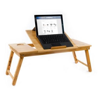 Natural Bamboo Adjustable Folding Bed Table Laptop Desk