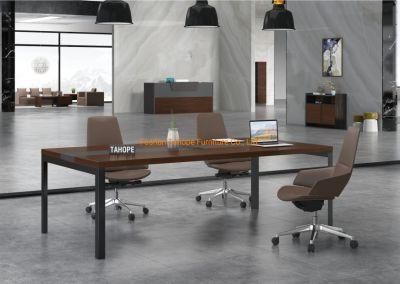 Foshan Luxury Modular Office Furniture Round 6 Person Small Wooden Meeting Room Table