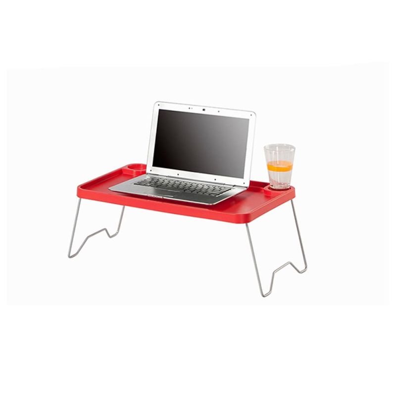 Foldable Computer Desk with Cup Holder and Metal Legs