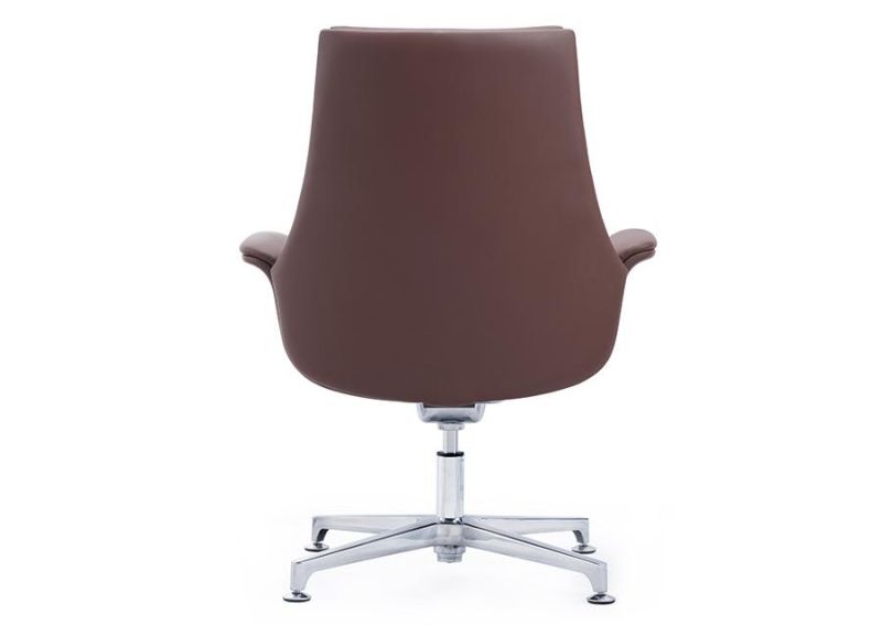 Modern Low Back Leather Reception Chair Commercial Guest Visitor Armchair