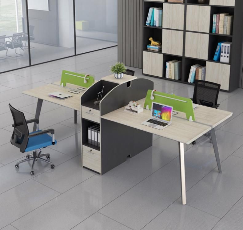 Multi-Functional Office Melamine Partition 2 Seats Staff Work Station with Storage