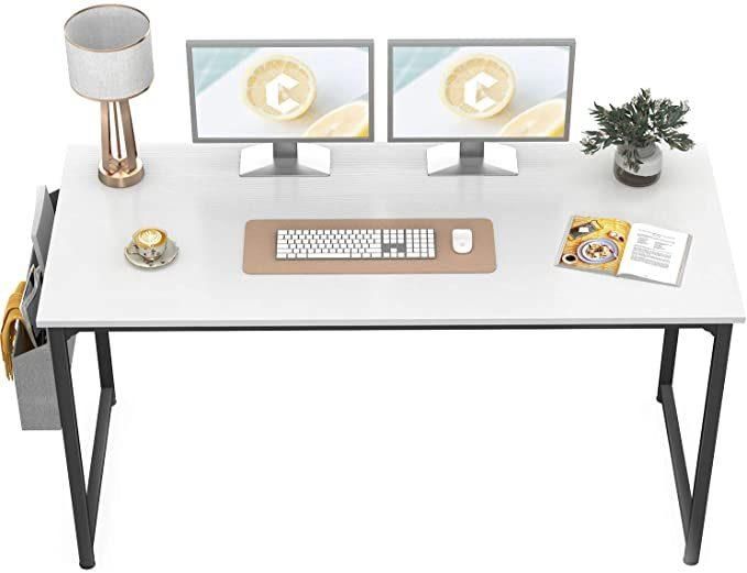 Nova Home Office White Writing Table for Small Spaces 40 Inch Modern Study PC Desk