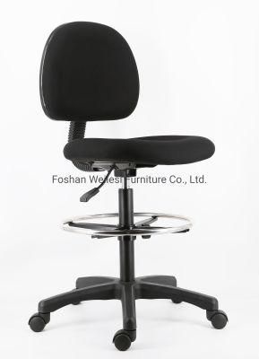 Simple Mechanism Plastic Back Cover Nylon Base and Castor 260mm Black Gas Lift 400mm Metal Footring Staff Chair