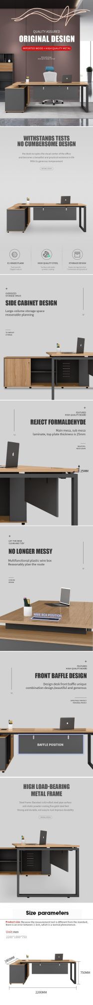 Foshan Project Wholesale Market Wooden Furniture Laptop Modern Boss Computer Office Desk Executive Table
