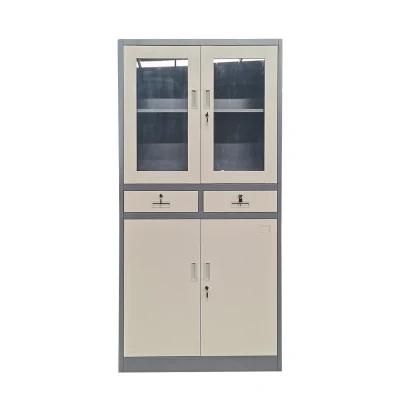 Glass Door 4 Door Steel Storage Cabinet