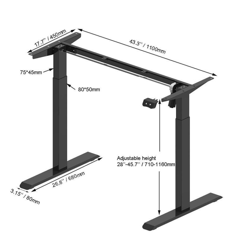 Office Executive Desk Single Motor Height Adjustable Standing Desk Workstation