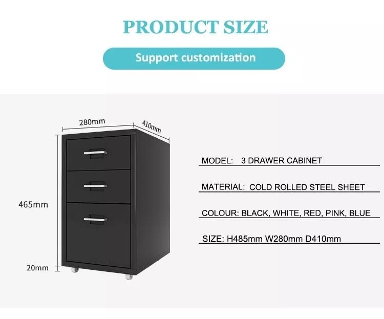 Small Home Office Multi Drawers Unit Steel File Organizer Storage 5 or 6 Drawer Cabinet with Castors