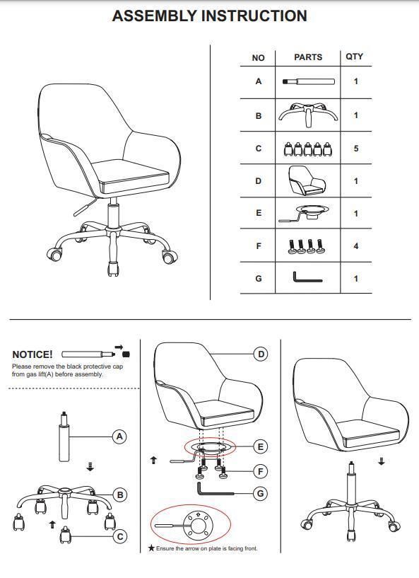 Home Furniture Computer Swivel Adjustable Velvet Task Office Chair