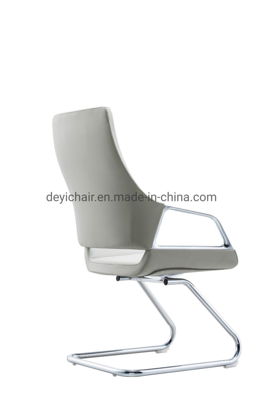 Steel Frame Chromed Finished Base PU / Leather Upholstery with Padding Arm for Seat and Back Conference Chair