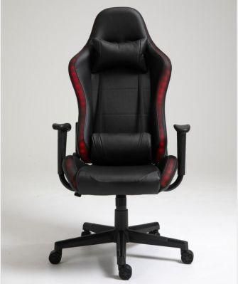 Black PU Leather Colorful Light Gaming Chair with Fixed Armrest