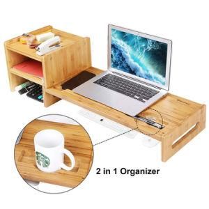 Multifunction High Quality Bamboo Monitor Stand Desk Organizer
