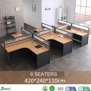 Modular Furniture Modern Office Cubicles Aluminum Partitions Glass Divider 6 Person Workstation (AP-T06)
