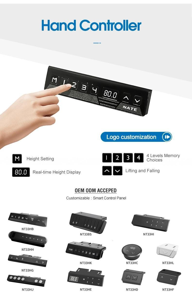 Ergonomic Adjustable Height Computer Table Commercial Mechanism Electric Motor Standing Desk