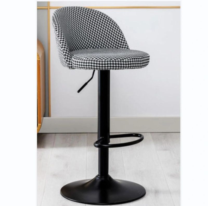 Black Painted Base Leisure Bar Stool Leather High Back Bar Chair