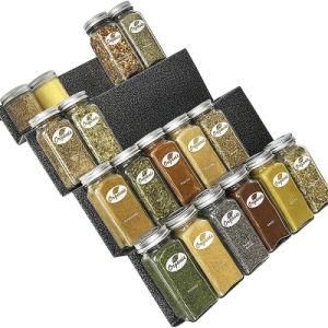 Silver Metallic 4 Tier Heavy Gauge Drawer Organizer Metal Spice Jar Rack Shelving for Kitchen