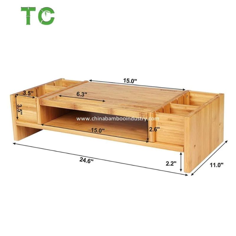 Wholesale 2-Tier Bamboo Desk Monitor Riser Stand - Desk Storage Organizer for Home and Office Computer Desk Laptop