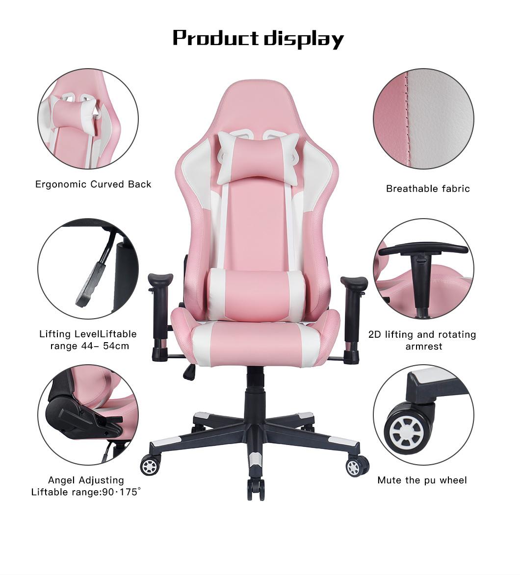 Custom PU Leather Computer Executive Office Racing Gaming Chair with Massage Lumbar and Neck Support