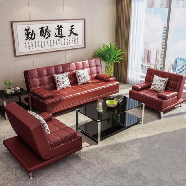 Modern Leather Sofa Set Lounge Sofa Waiting Room Sofa Bed for Office