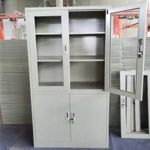 Good Quality Glass Door Steel File Cabinet/ 4 Four Doors Steel Office Furniture