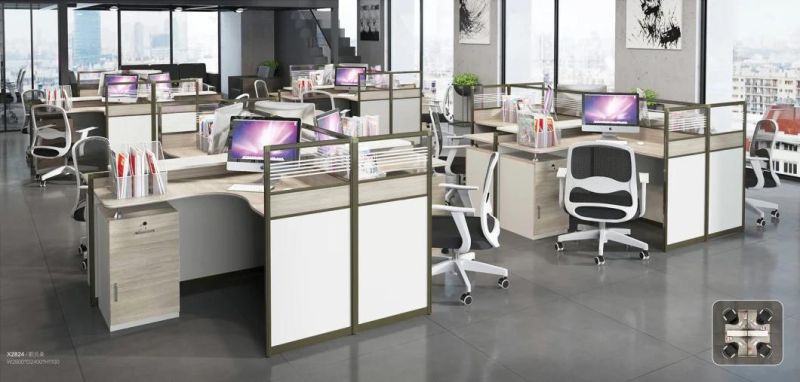Modern Office Furniture Partition 6 Person Multi-Placing Workstation Table