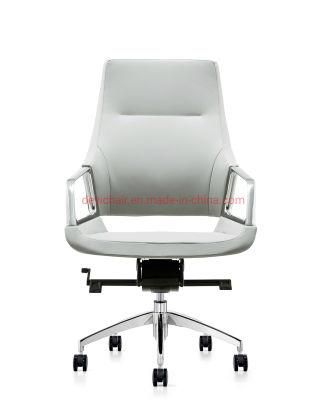 Medium Back Fixed Metal Arms Aluminum Base PU Castor Sychronize Mechanism PU / Leather Upholstery Chair