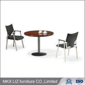Round Small Wood Meeting Confee Table with Metal Base (H101)