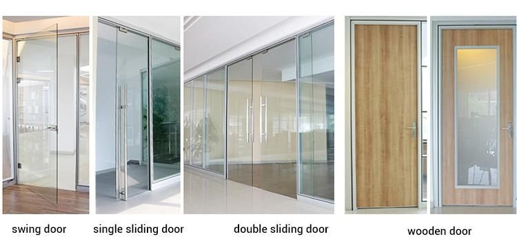Room Divider Office Wood Glass Partition Wall with Double Glass Aluminium Blinds Inside