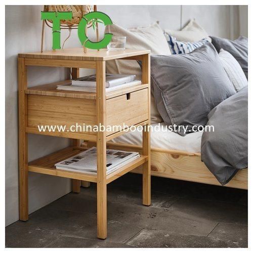 Wholesale 3-Tier Bamboo Nightstand with Drawer End Table Side Table Bedside Table for Home Office