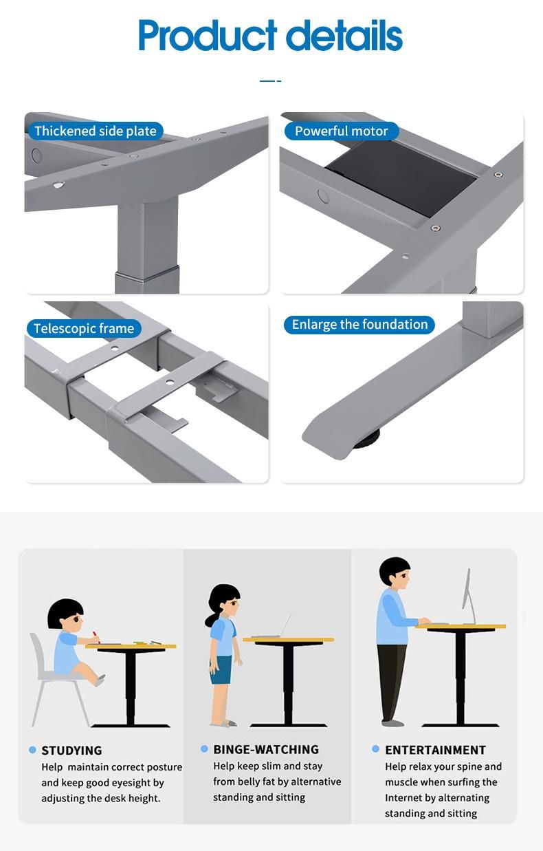 Home Office Desk Frame Ergonomic Electric Stand up Motorized Adjustable Height Standing Desk