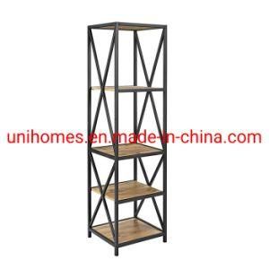 Bookshelf, Open Back Standing Storage Organizer Display Shelf Unit, Industrial Rustic for Living Room, Bedroom, Office