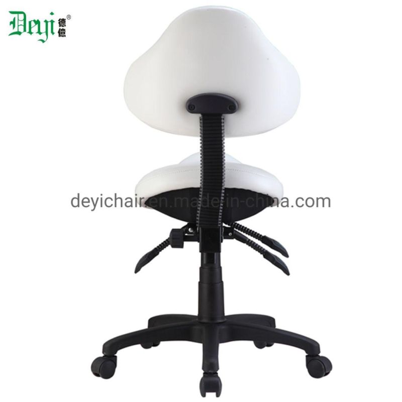 White Color PU Two Lever Light Duty Mechanism Industrial Saddle Seat Computer Chair