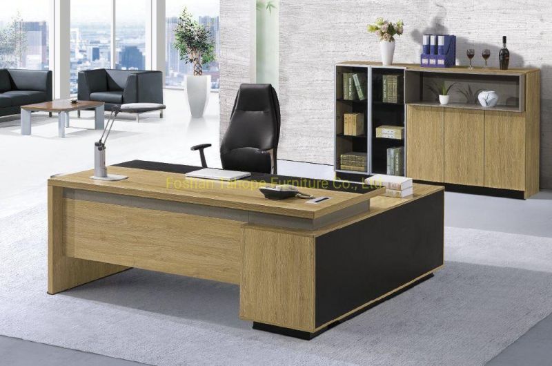 Natural Oak Color Melamine Executive Office Furniture Desk