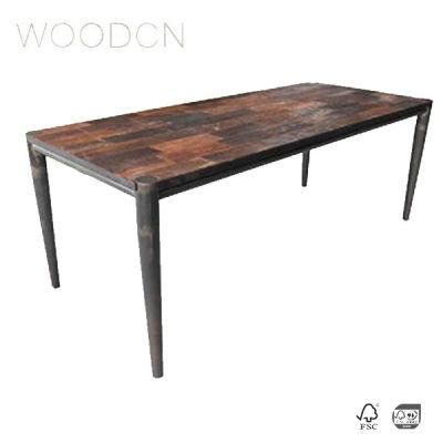 Leather Wooden Table Home Decoration Furniture Veneer Recycle Old Elm Wood Office Desk Top