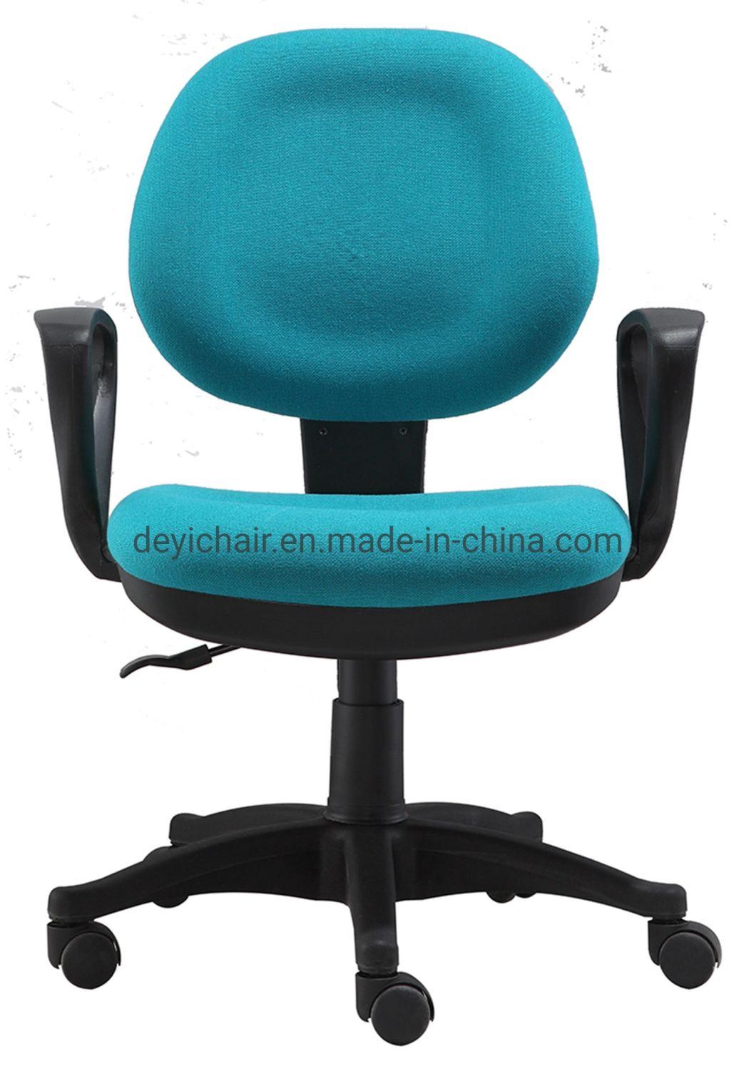Small Round Back with PP Armrest Simple Tilting Mechanism B300mm Nylon Base Blue Color Office Chair
