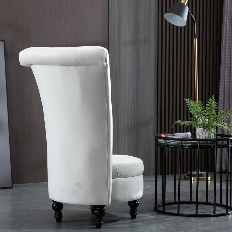 White Leather Metal Frame Leisure Chair High Density Foam Lounge Chair