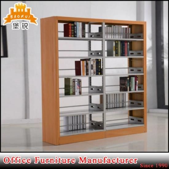 Fas-064 Kd Double-Sided Steel-Wood Bookshelf for Library/Book Shelf/Office