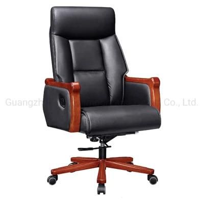 High Grade Wood Frame Leather Boss Office Chair