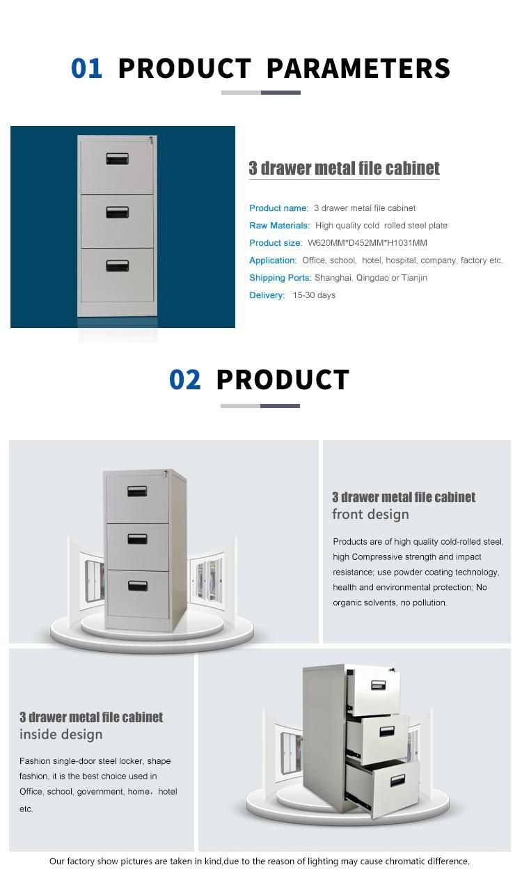 Metal Cabinets 3 Drawer Cabinet Office Storage Steel Filing Cabinet with Lock