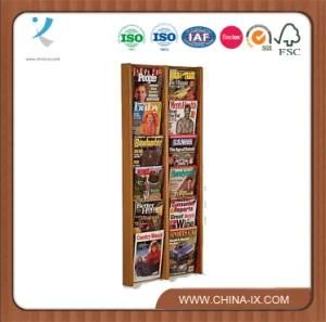 Wood Magazine Rack for Office with Forward Tilting Acrylic Panels
