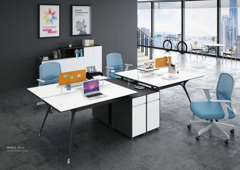 Modern Elegant Office Partition Furniture Wooden Cubicle 6 Person Workstation
