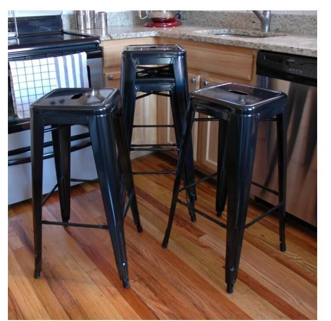 Flash Furniture Commercial Grade High Backless Black Metal Indoor-Outdoor Bar Stool with Square Seat