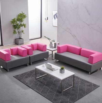Modern Leather Sofa Design Stainless Steel Tripod Synthetic Leather Office Sofa