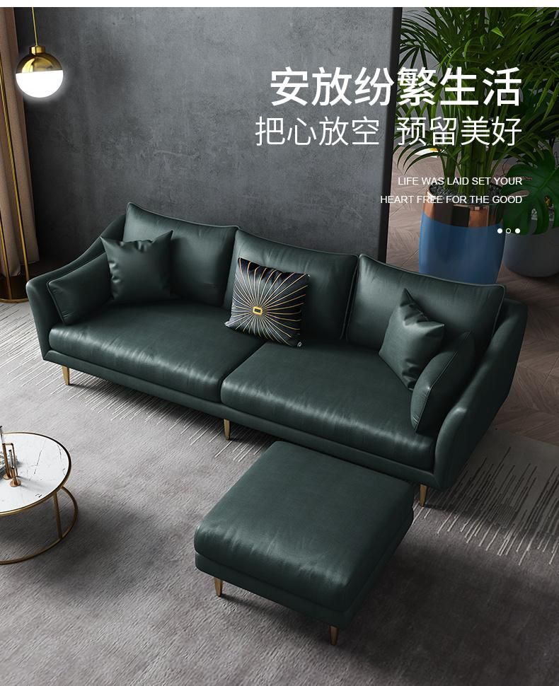 Wrapped Round Type Longer Living Couch with Plating Hardware Foot