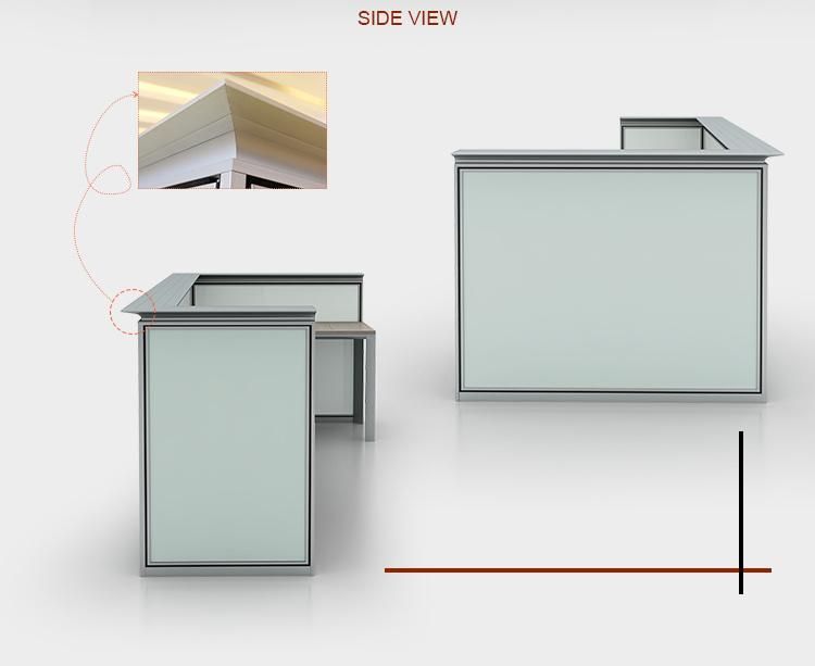 Heigh Quality Antique Glass Panel Modern Office Reception Desk