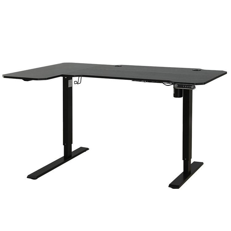 Elites Wholesale L-Shaped Black Office Computer Desk Adjustable Standing Desk
