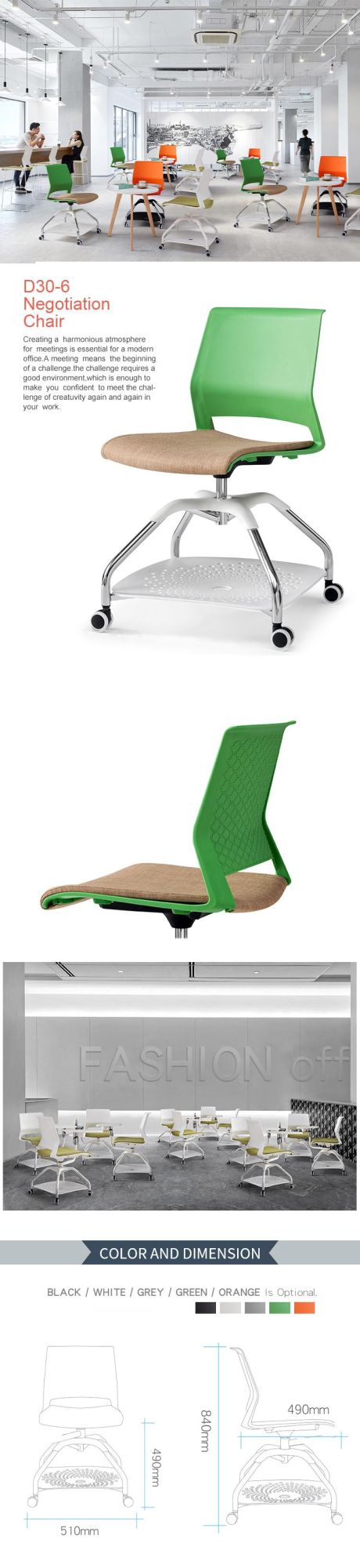 New Stylish No Wheels Mesh or Leather Training Office Chairs